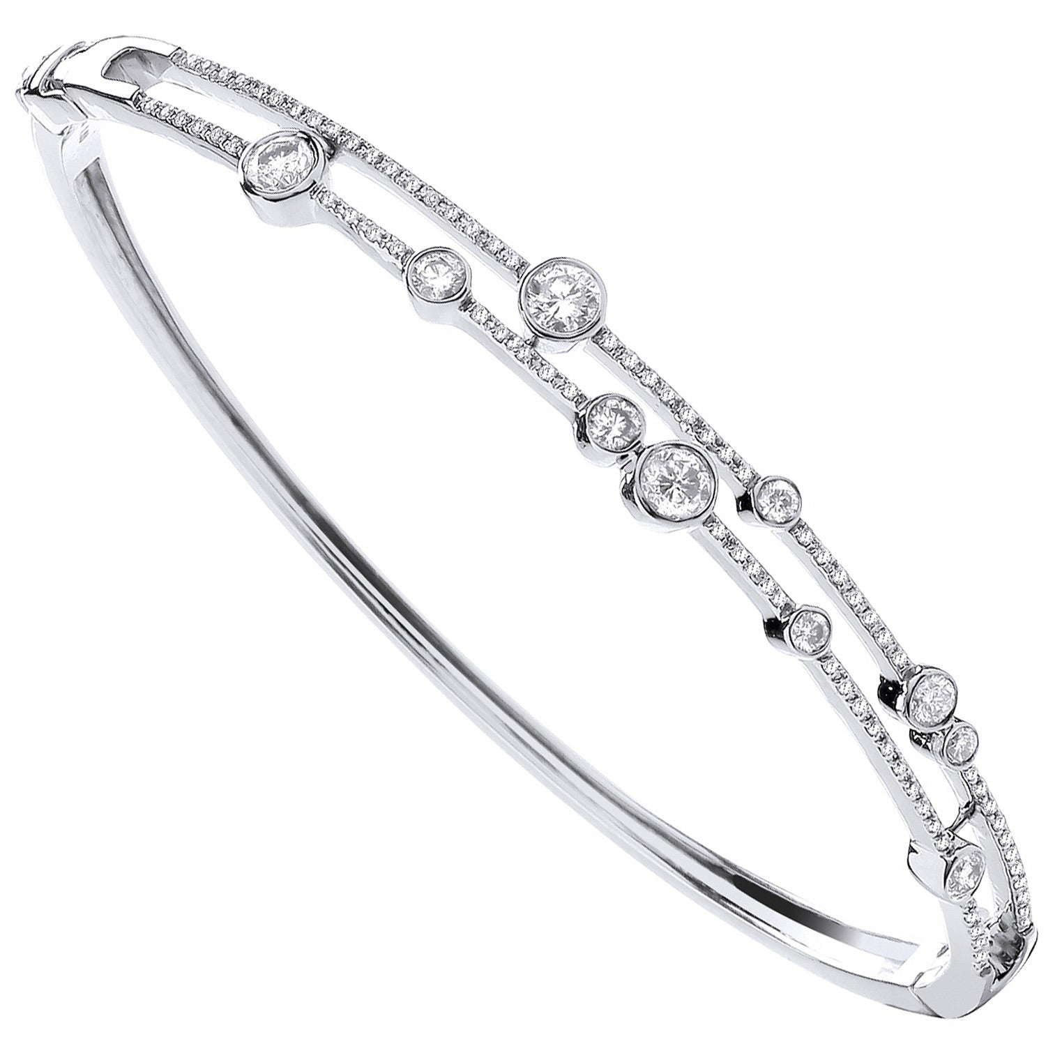 18ct White Gold Diamond Dress Bangle 1.00ct- BARRETT JEWELLERY