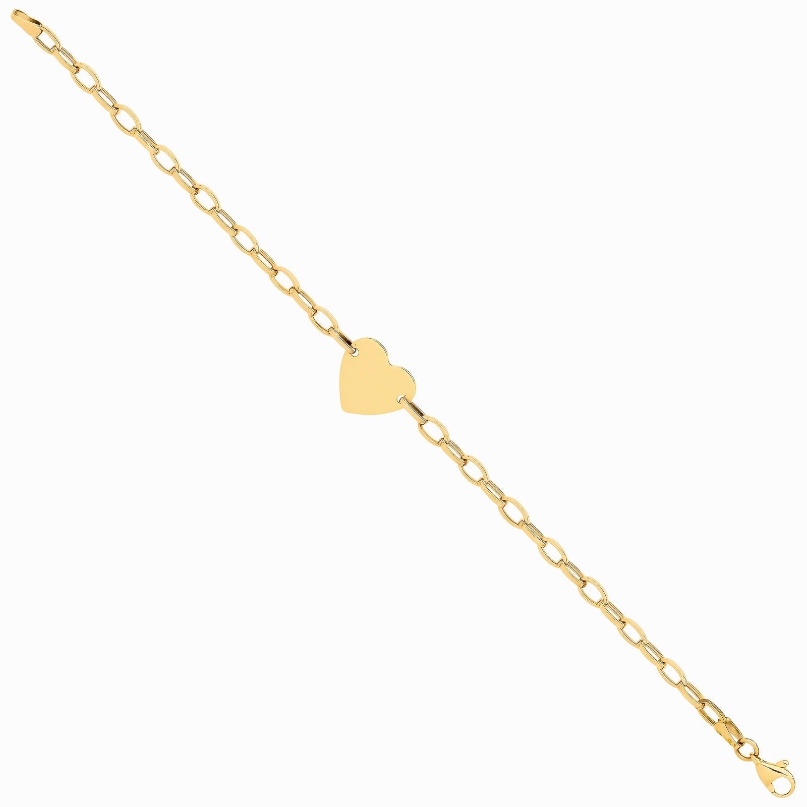 9ct Gold Heart Plate Belcher Link Ladies Bracelet- BARRETT JEWELLERY