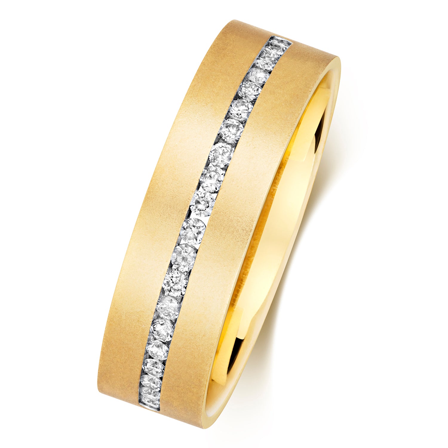 9ct Gold Diamond Half Eternity Wedding Ring 6.5MM-BARRETT JEWELLERY