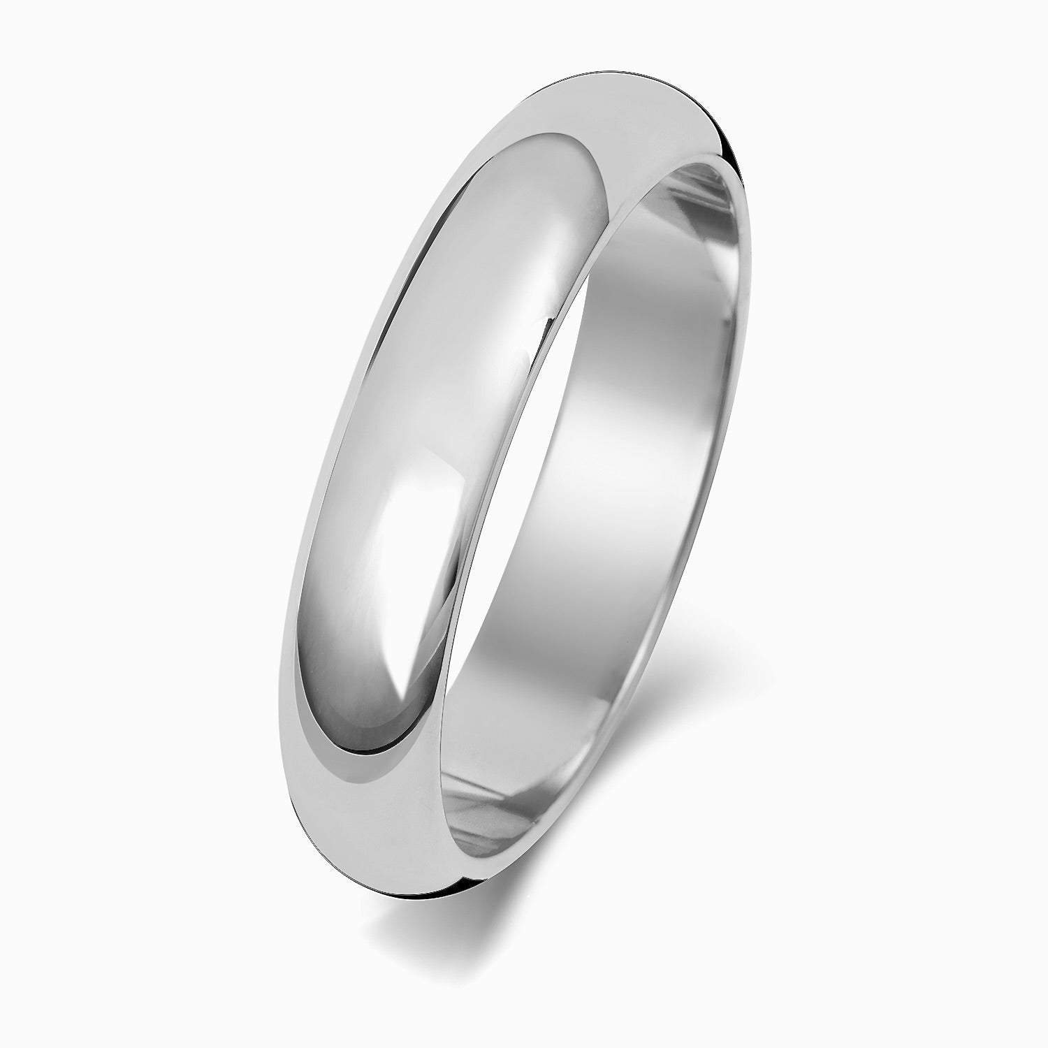 9ct WHITE Gold Traditional Court Wedding Ring 4MM- BARRETT JEWELLERY