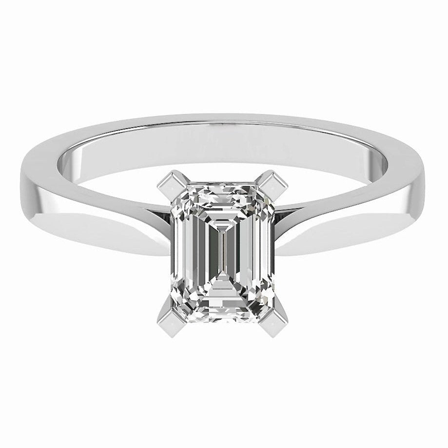 Platinum 950 Emerald Cut Diamond Solitaire Engagement Ring 0.40ct-BARRETT JEWELLERY