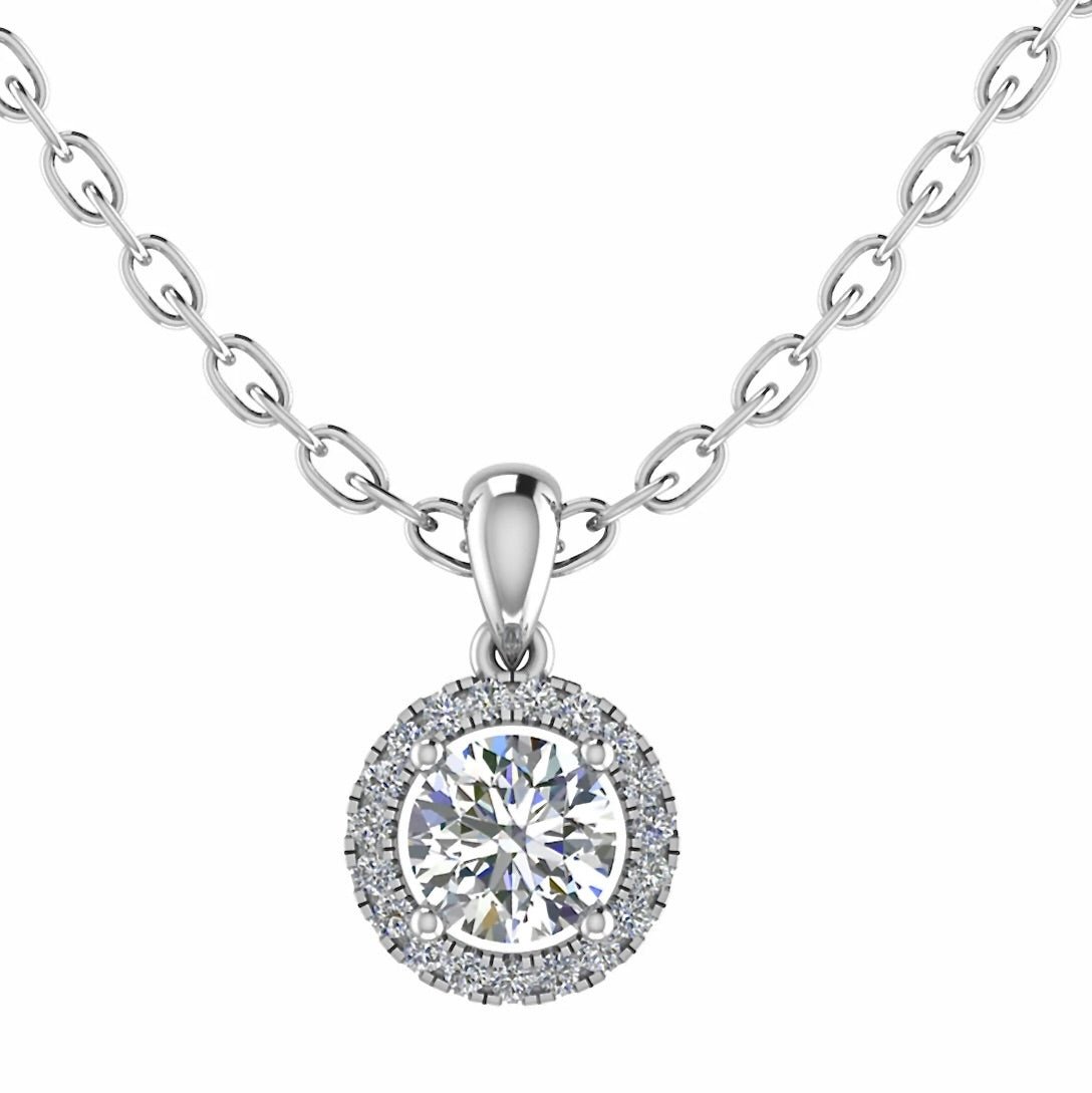 18ct White Gold Diamond Halo Pendant 0.30ct - BARRETT JEWELLERY