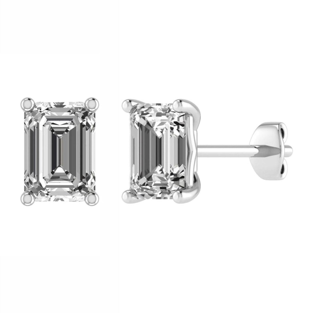 18ct White Gold Emerald Cut Earrings 0.40ct - diamond - BARRETT JEWELLERY