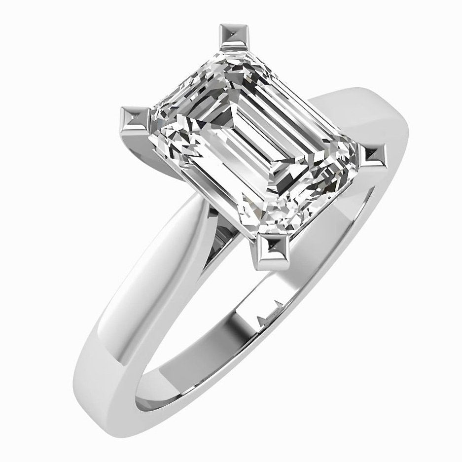 Platinum 950 Emerald Cut Diamond Solitaire Engagement Ring 0.40ct-BARRETT JEWELLERY