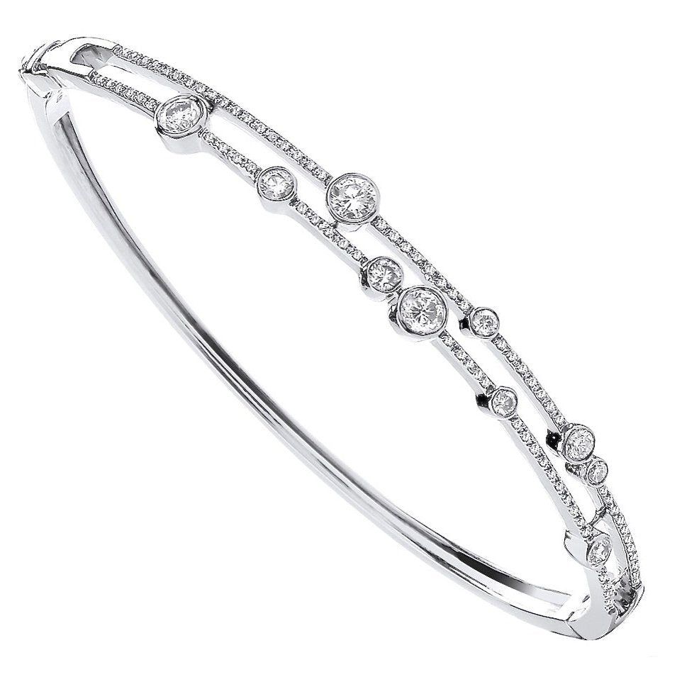 18ct White Gold Diamond Bangle 1.00ct- BARRETT JEWELLERY