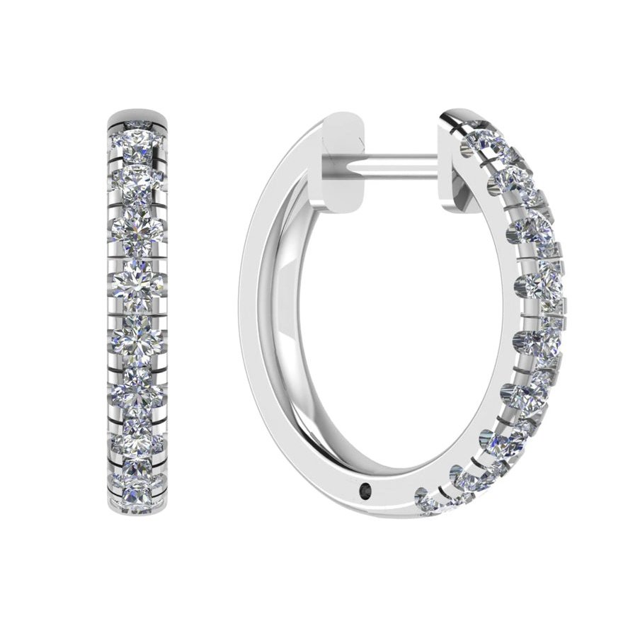 18ct White Gold Diamond Earring Huggies 0.40ct - BARRETT JEWELLERY