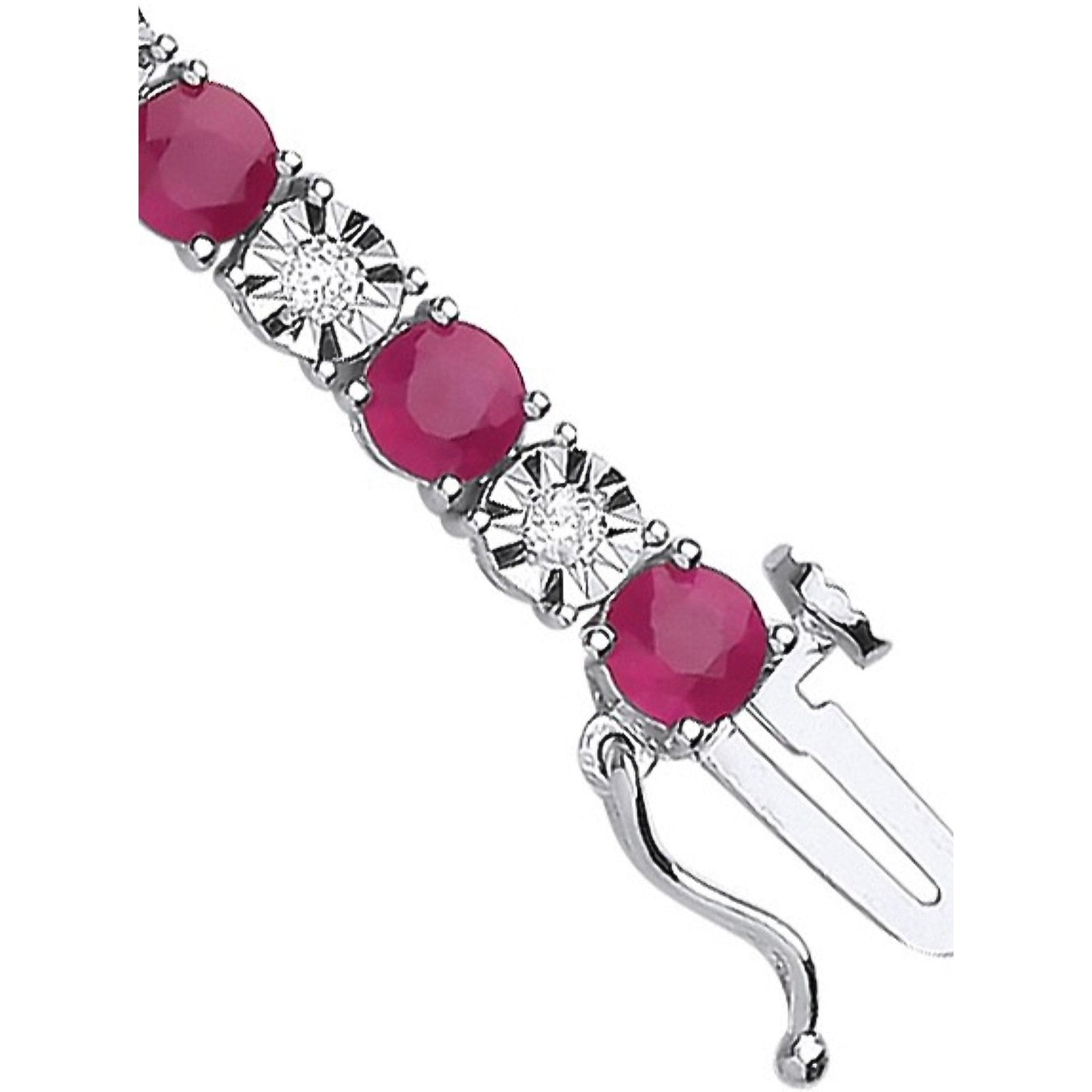 18ct White Gold Diamond & Ruby Bracelet- Diamond 0.54ct Ruby 5.25ct-BARRETT JEWELLERY