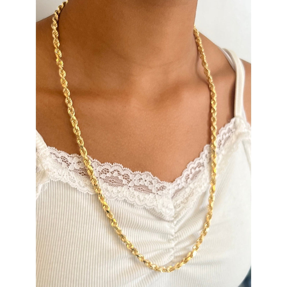 9ct Solid Gold 5.2mm Diamond Cut Rope Chain -BARRETT JEWELLERY