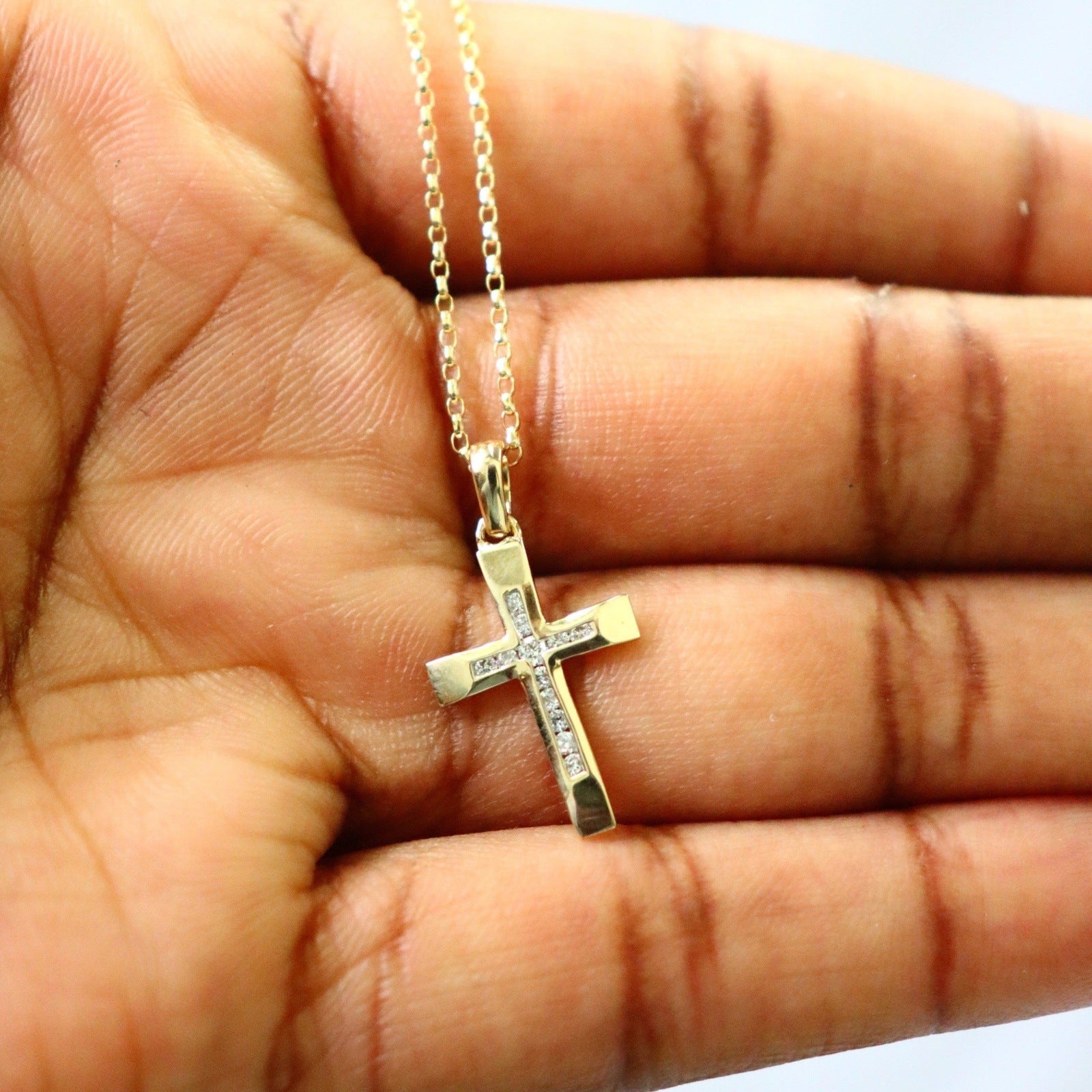 9ct Gold Diamond Crucifix Pedant - BARRETT JEWELLERY