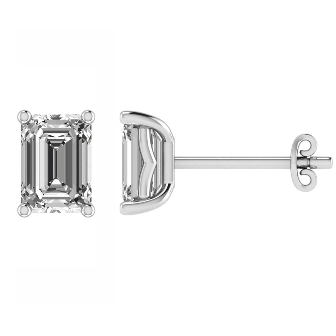 18ct White Gold Emerald Cut Earrings 0.50ct - diamond - BARRETT JEWELLERY