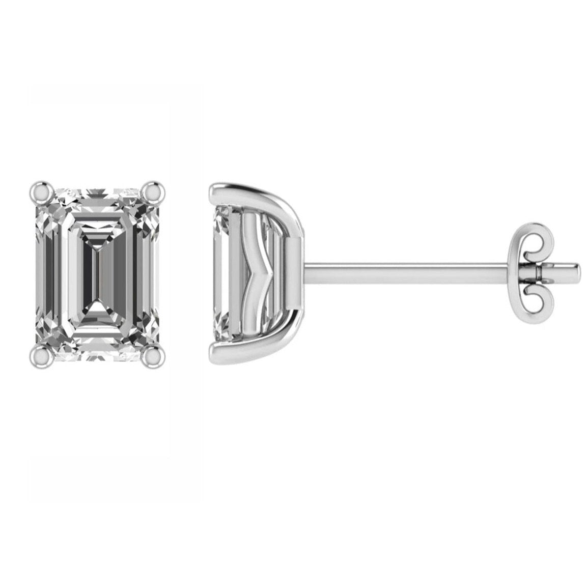 18ct White Gold Emerald Cut Earrings 0.40ct - diamond - BARRETT JEWELLERY