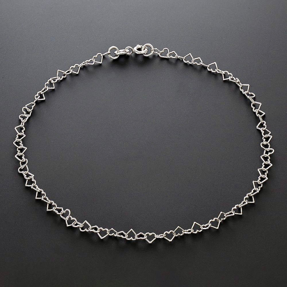 9ct White Gold Heart Anklet-BARRETT JEWELLERY