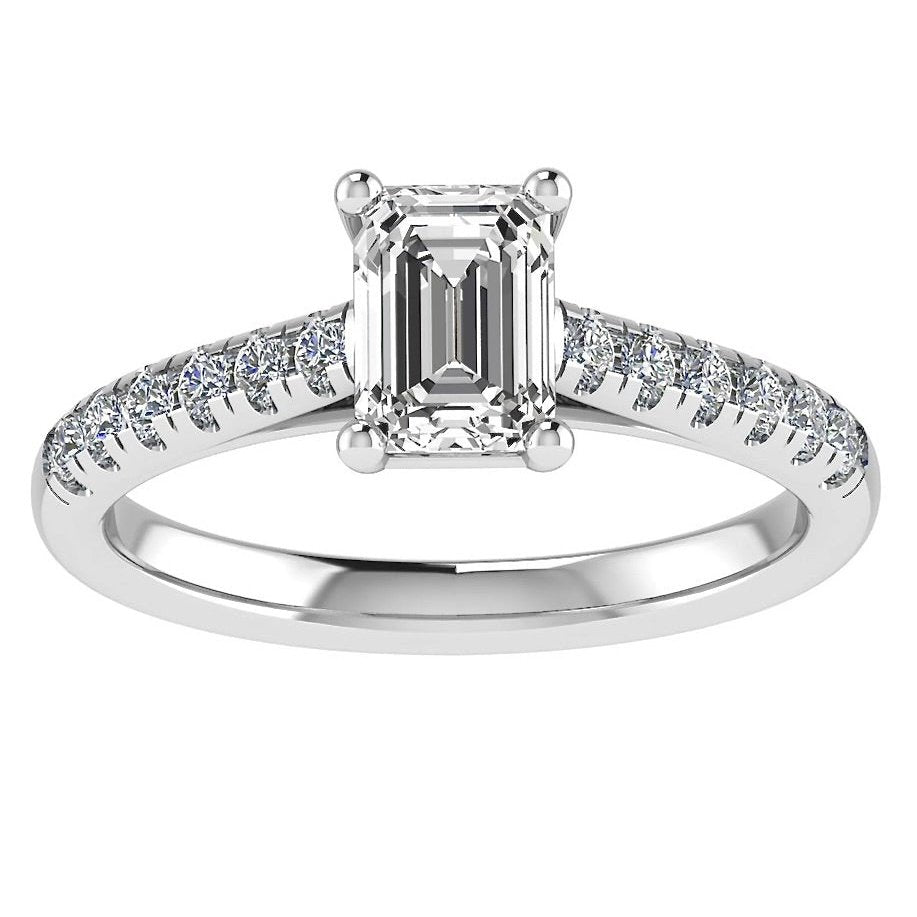 Platinum 950 Emerald Cut Diamond Engagement Ring 0.40ct - BARRETT JEWELLERY