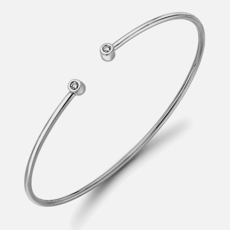 18ct Solid White Gold Diamond Bangle -BARRETT JEWELLERY