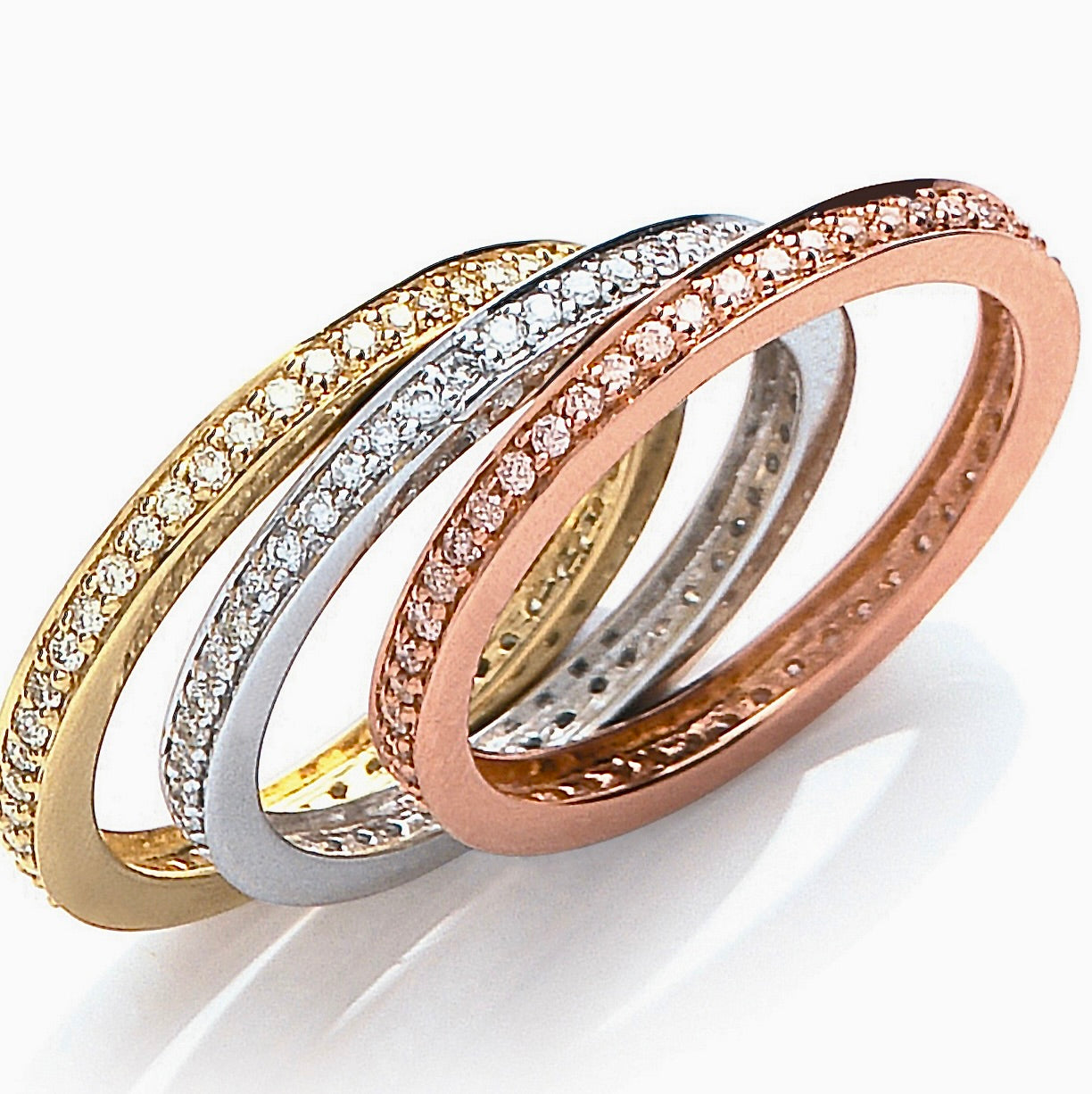 18ct Rose Gold, Yellow Gold ,White Gold Diamond Full Eternity Ring Set 0.80ct - BARRETT JEWELLERY