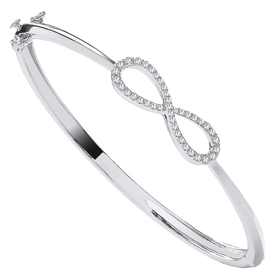 9ct White Gold Diamond Infinity Bangle 0.45ct- BARRETT JEWELLERY