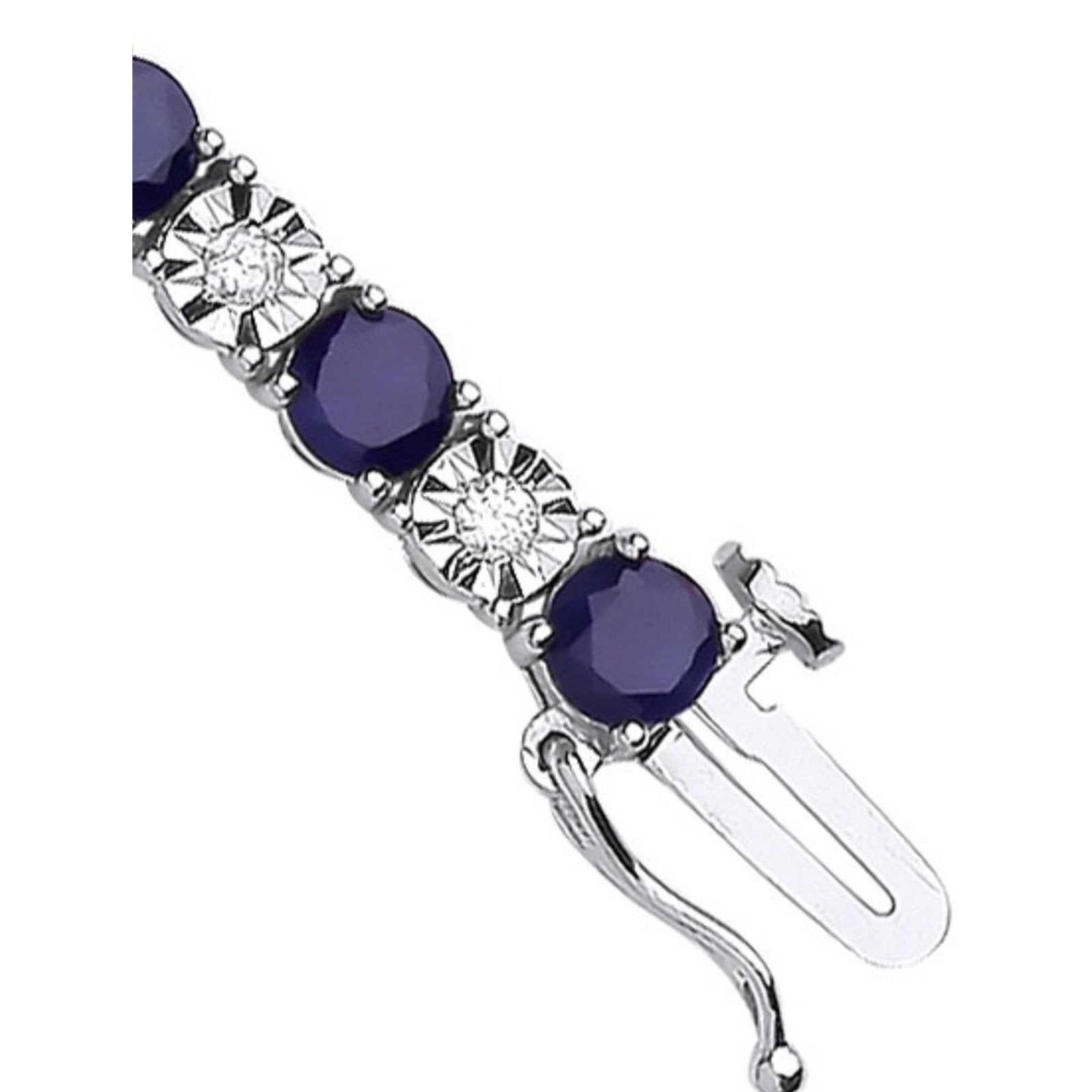 18ct White Gold Diamond & Sapphire Bracelet-BARRETT JEWELLERY