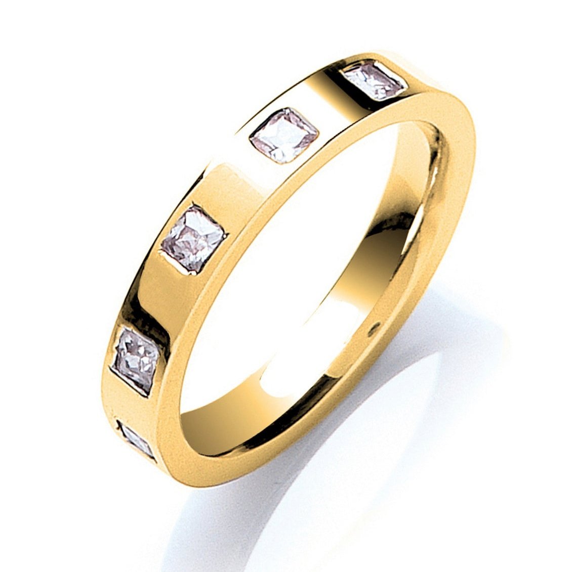 9ct Gold Diamond Princess Cut 3mm Flat Court Wedding Band 0.40ct- BARRETT JEWELLERY