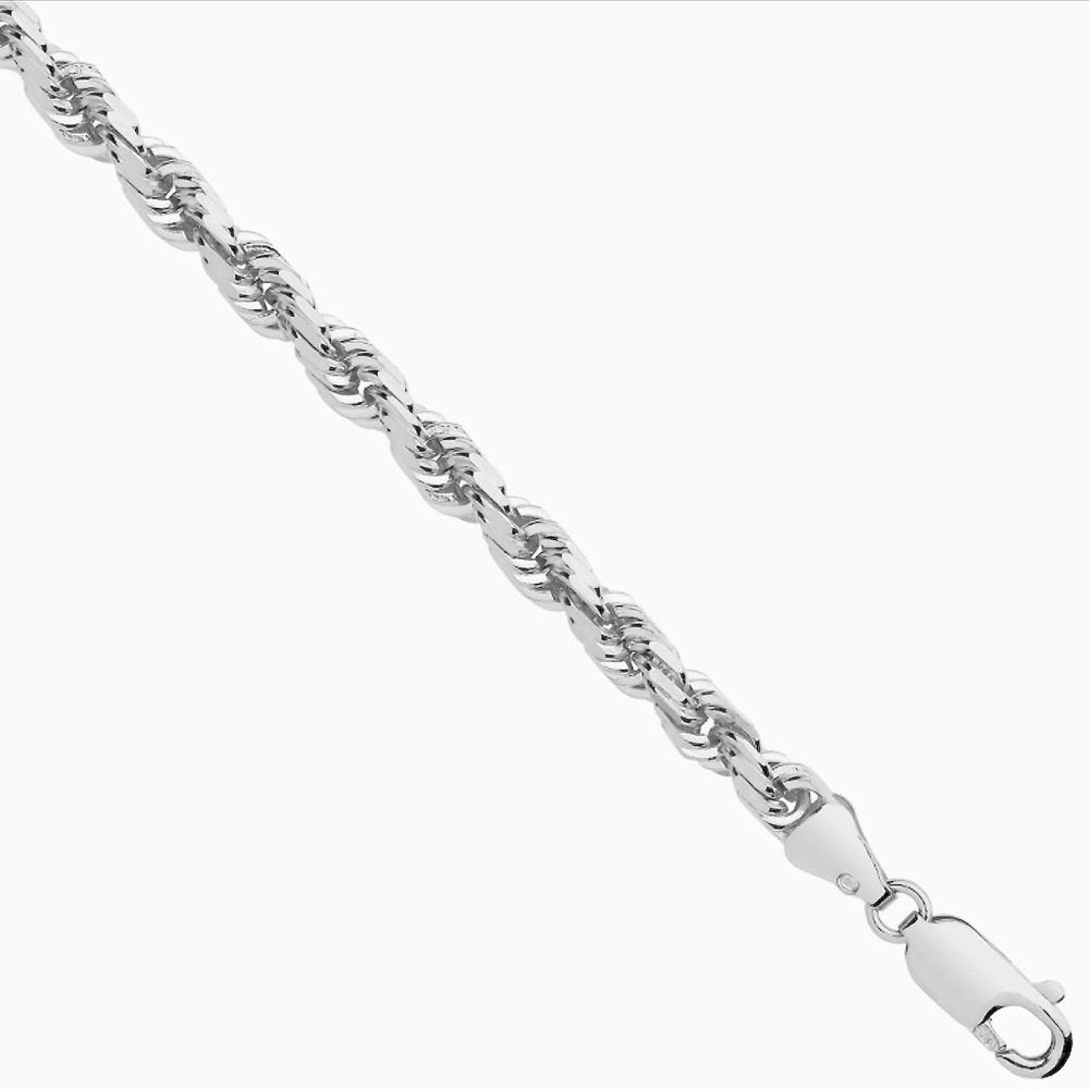 9ct Solid White Gold 4.2mm Diamond Cut Rope Chain -BARRETT JEWELLERY