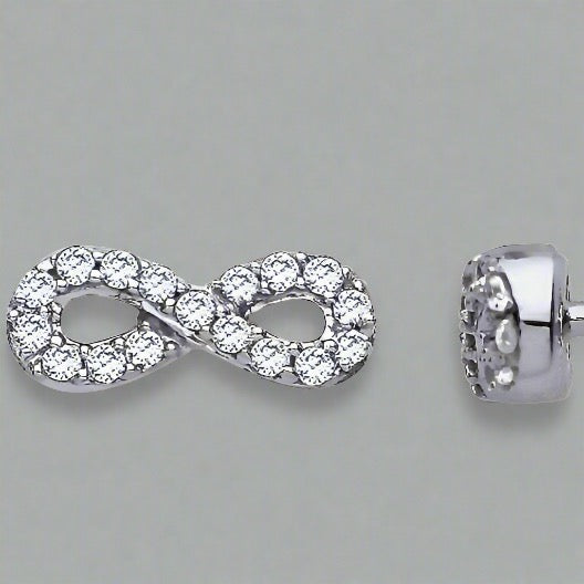 9ct White Gold Infinity Diamond Earrings 0.15ct -BARRETT JEWELLERY