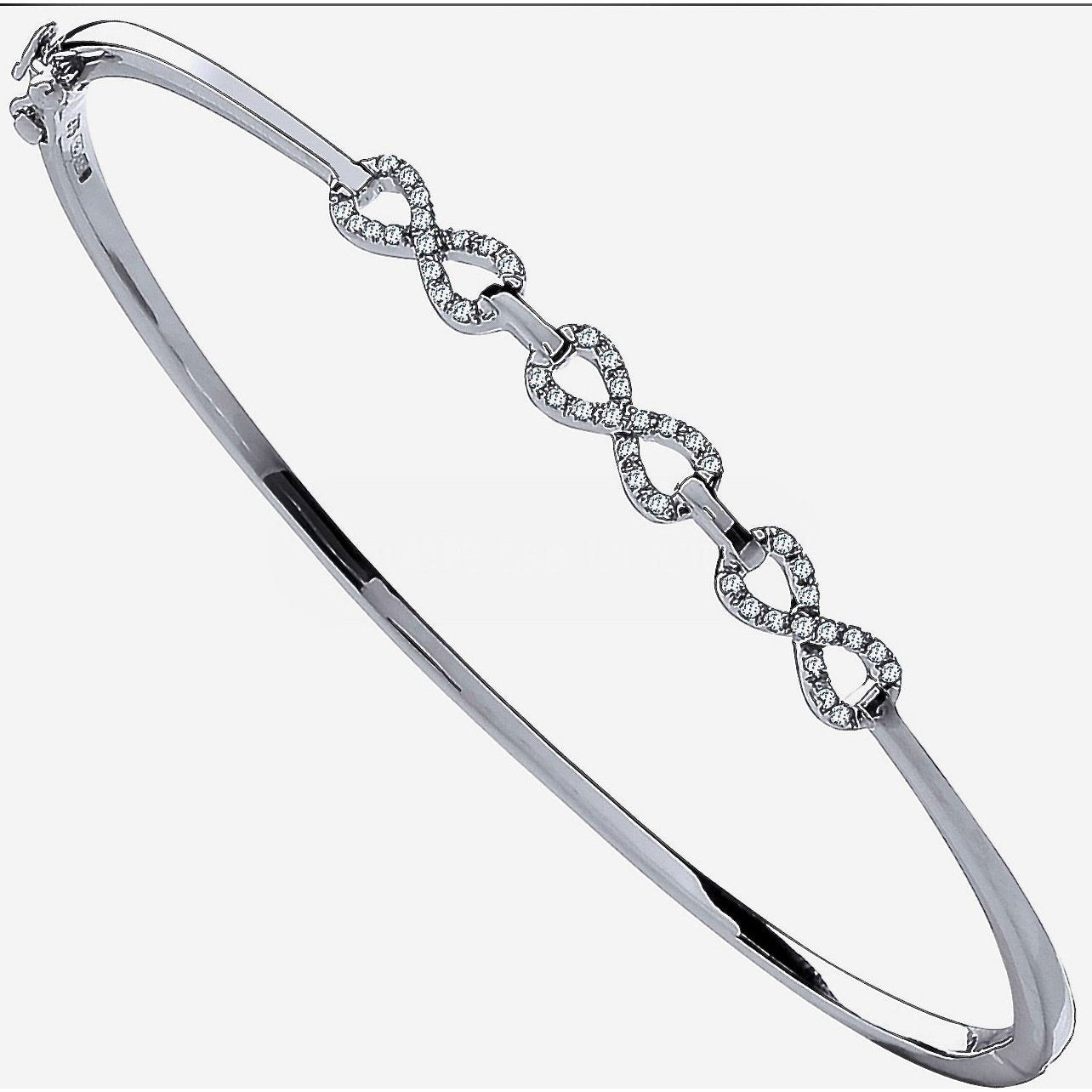 9ct White Gold Infinity Diamond Bangle 0.15ct -BARRETT JEWELLERY