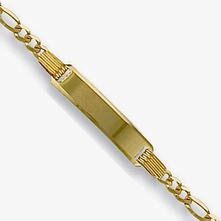 9ct Gold Baby/Lady "7" Figaro I.D Bracelet-BARRETT JEWELLERY