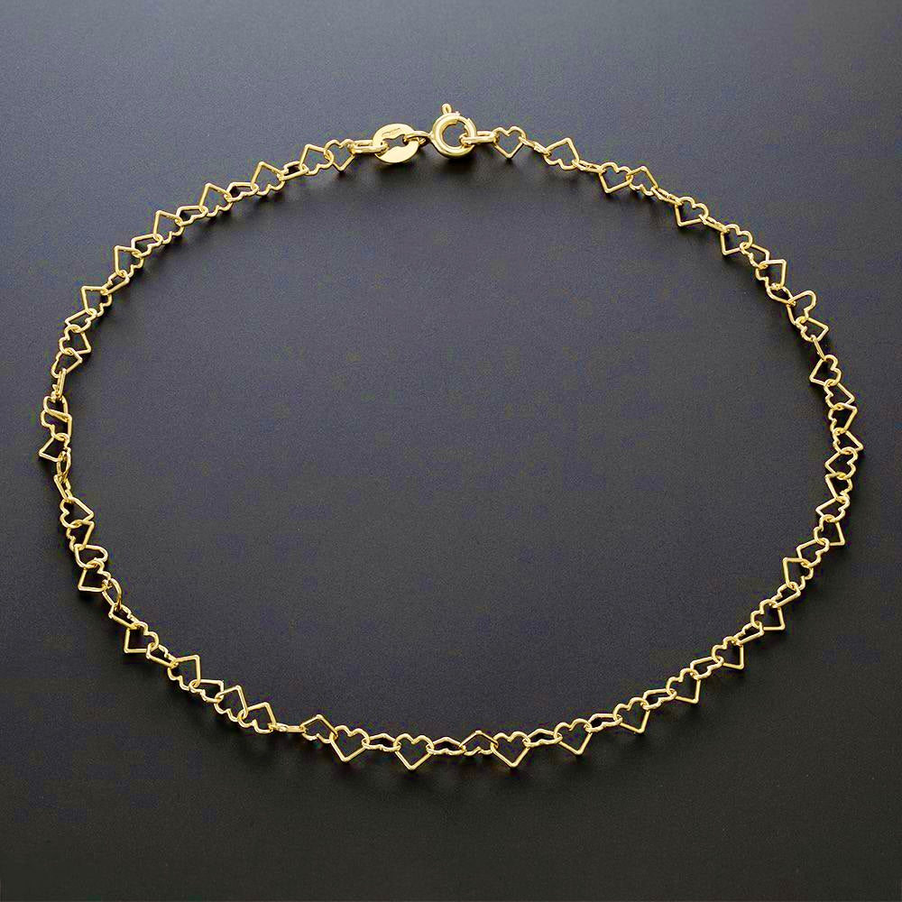 9ct yellow Gold Heart Anklet-BARRETT JEWELLERY