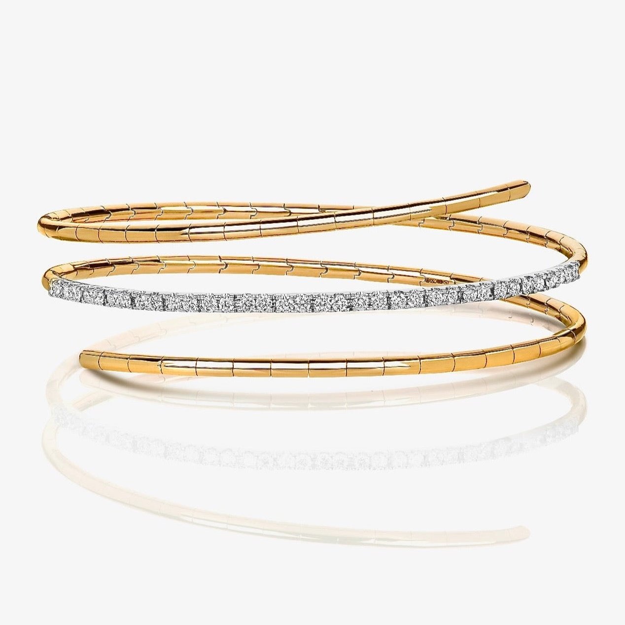 18ct Gold Twisted Diamond Bangle - BARRETT JEWELLERY