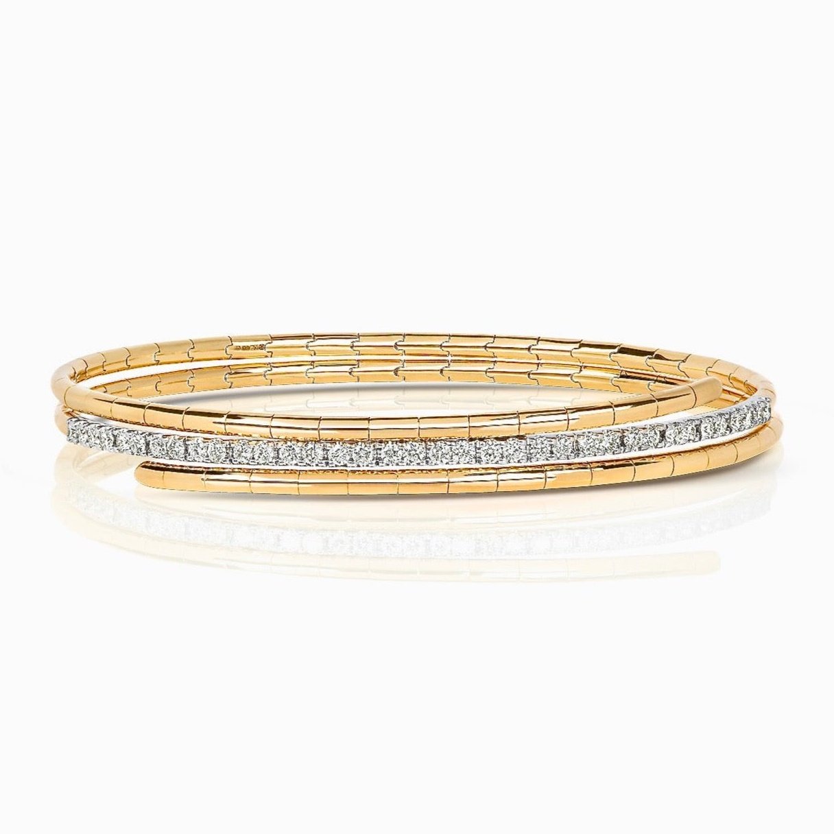 18ct Gold Twisted Diamond Bangle - BARRETT JEWELLERY