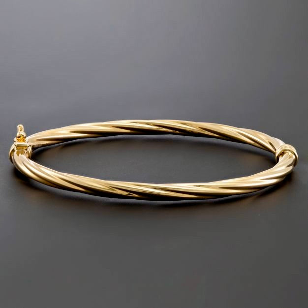 9ct Gold 4mm Twisted Bangle- BARRETT JEWELLERY