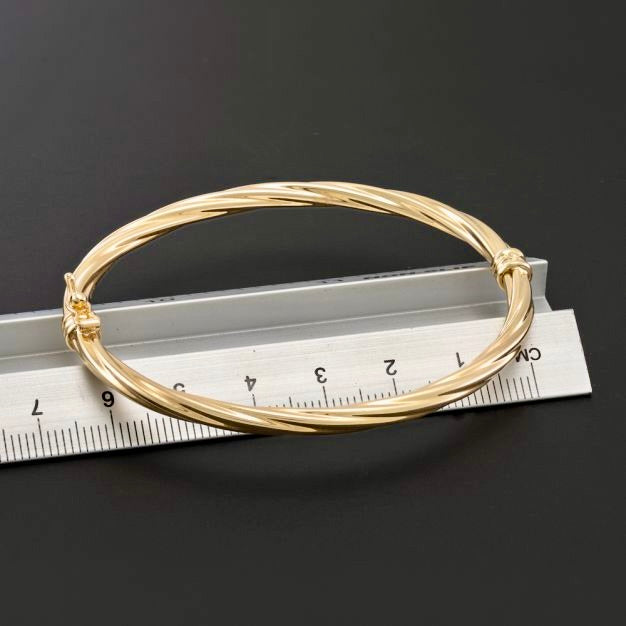 9ct Gold 4mm Twisted Bangle- BARRETT JEWELLERY