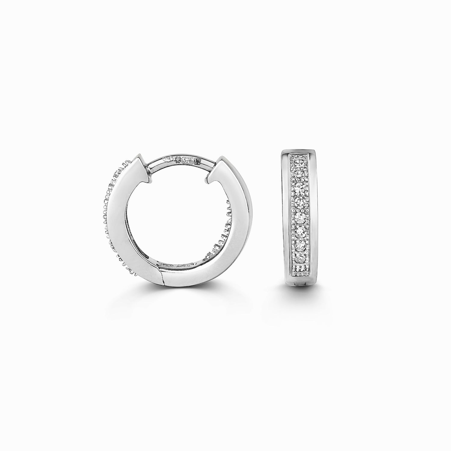 9ct White Gold Diamond Huggies 0.10ct - BARRETT JEWELLERY