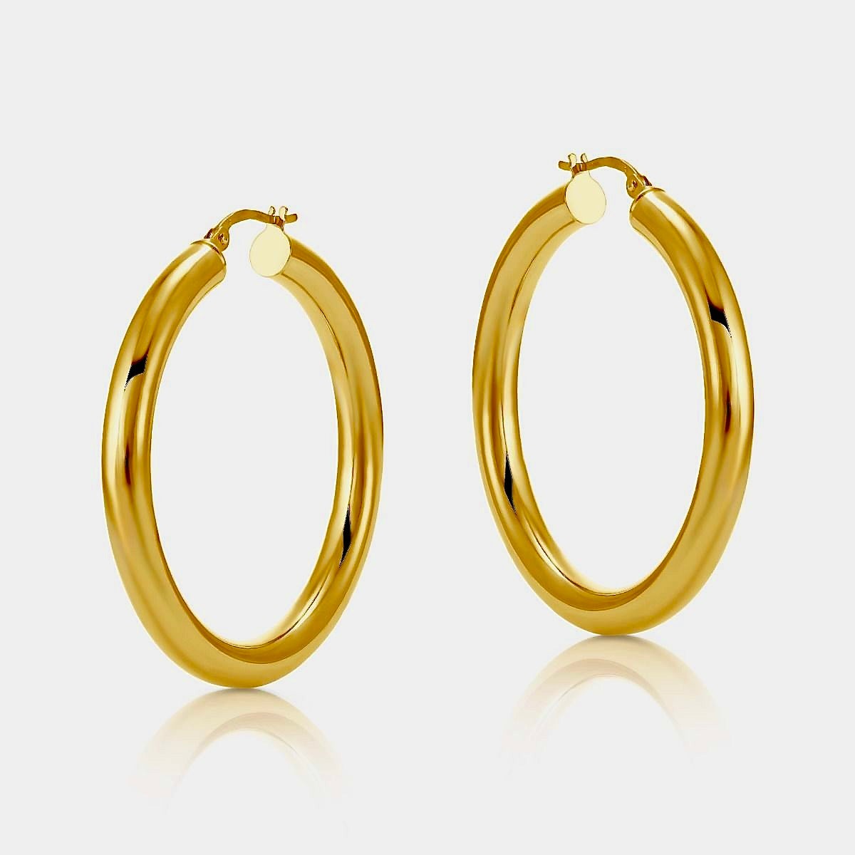 18ct Gold Traditional Hoop Earrings 37mmx37mm- BARRETT JEWELLERY