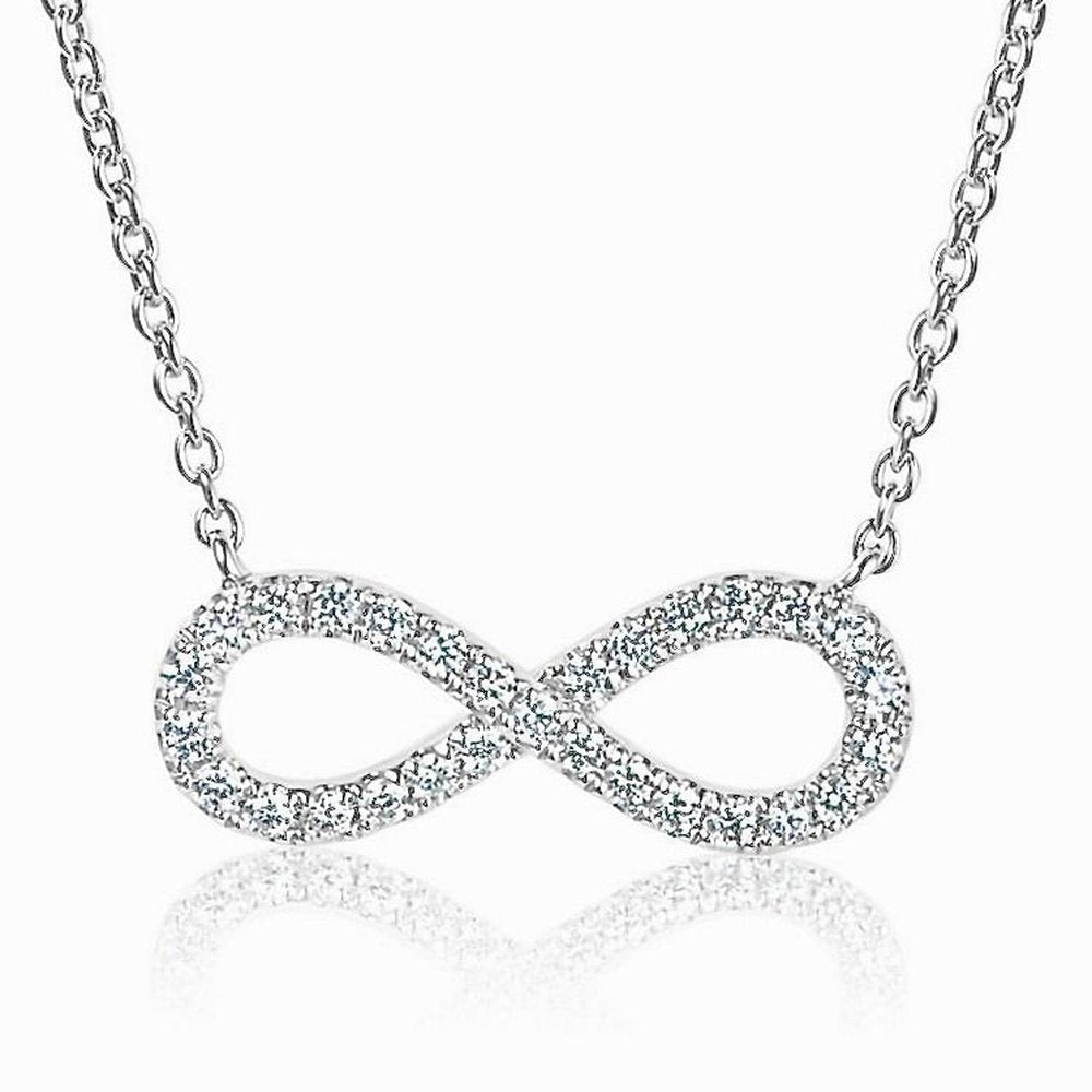 9ct White Gold Diamond Infinity Pendant & Necklace 0.47ct- BARRETT JEWELLERY