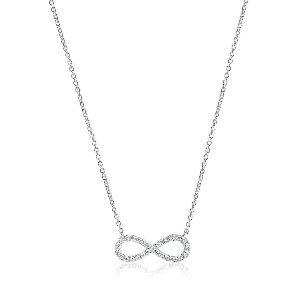 9ct White Gold Diamond Infinity Pendant & Necklace 0.47ct- BARRETT JEWELLERY